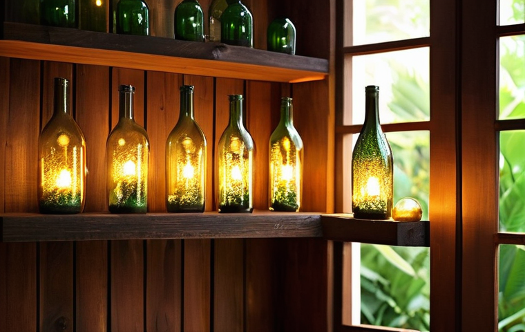 재활용된 자재를 활용한 홈 리노베이션 - Shimmering Glass Bottle Lamps in a Cozy Thai Home**

A warm and inviting corner of a contemporary Th...