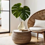Home 20 친환경 인테리어 소품의 활용 방법 - **A Serene Eco-Conscious Living Room Oasis:** A beautifully styled, sun-drenched living room bathed ...